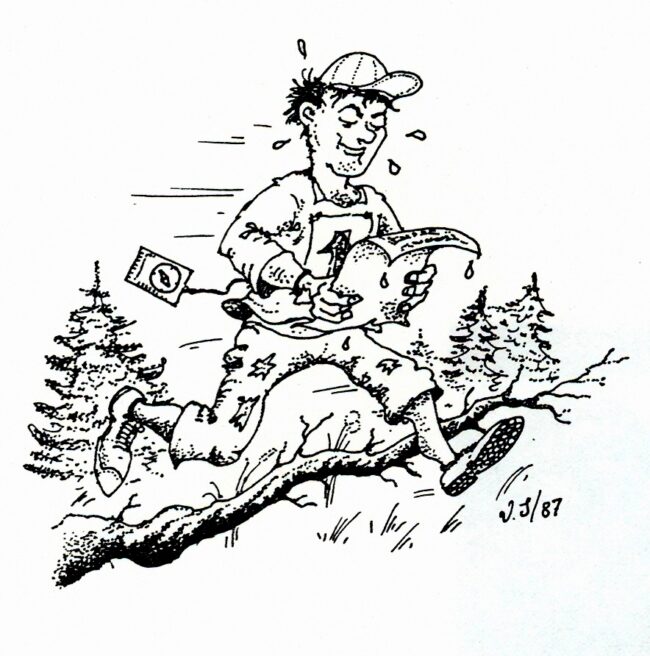 Tegning til et program i anledning af et feltsportsmesterskab i 1987